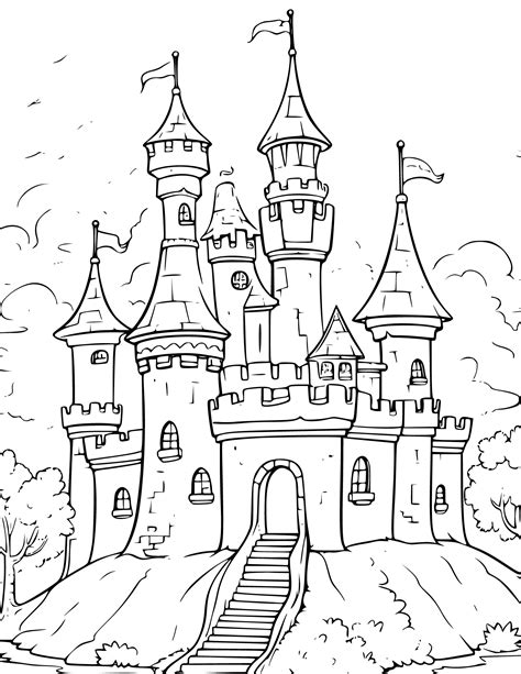 Princess Castle Coloring Page 3