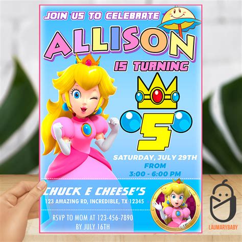 Princess Peach Invitation Template 1