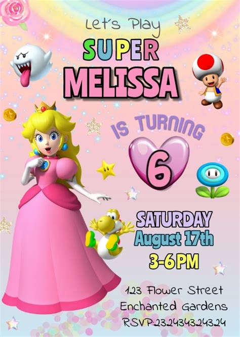 Princess Peach Invitation Template 4