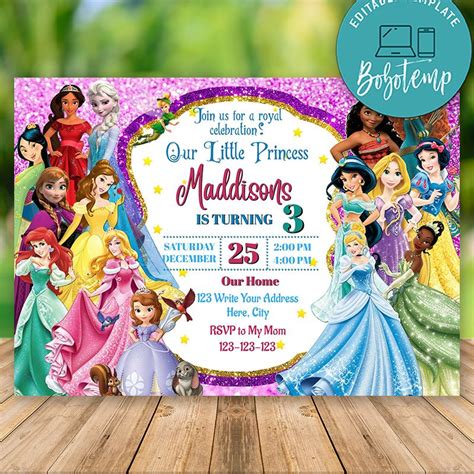 Princess-Themed Birthday Party Flyer Template