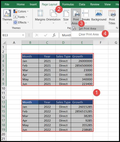 Method 1: Using the Print Area Option