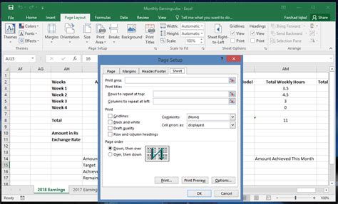 Print titles in Excel