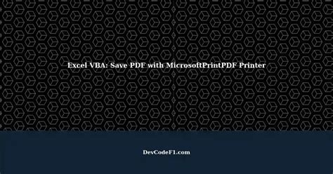 Excel VBA Print to PDF Technique