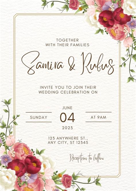 Print free wedding invitation templates Png download