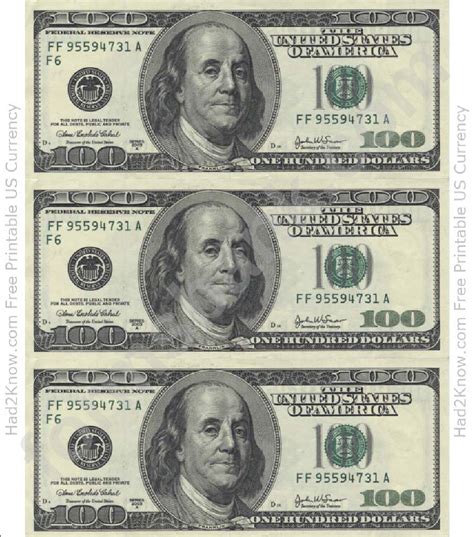 A printable $100 bill template for educational purposes