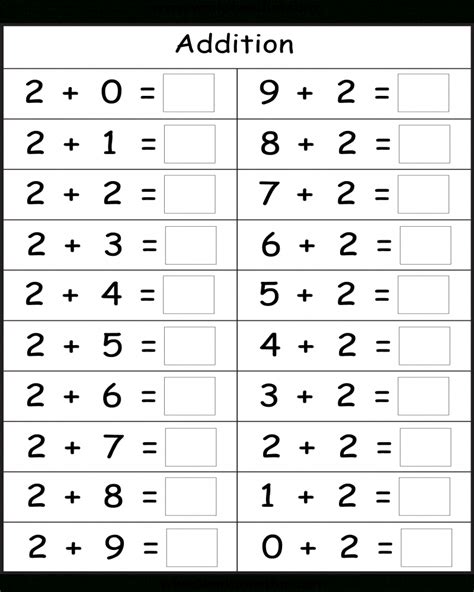 Image of a printable addition worksheet for grade 1