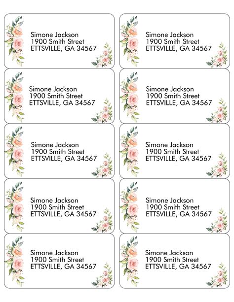 Printable Address Labels for Mailing