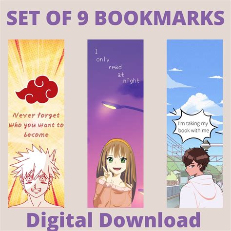 Printable anime bookmarks with quotes