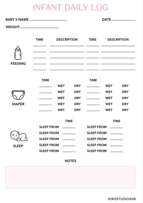 Printable baby daily report