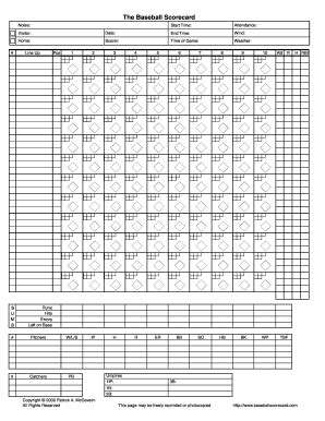 Printable Baseball Scorecards