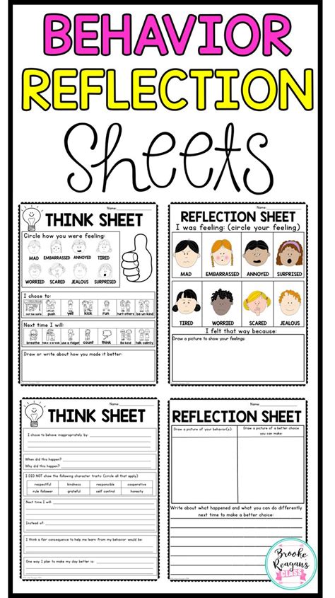 Behavior Reflection Sheet for Kids