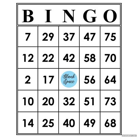 Printable Bingo Cards 1-75 Templates For Fun Games