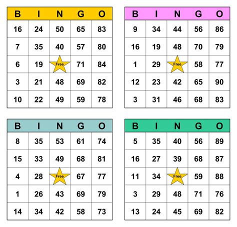 Printable Bingo Cards for Games