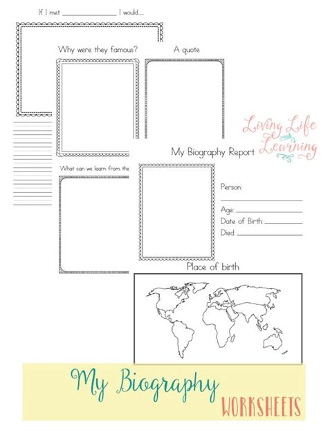 Printable biography worksheets for homeschooling