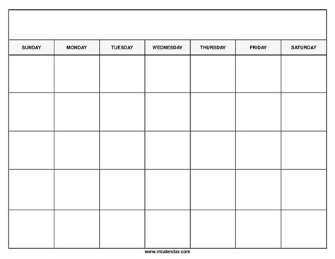 A printable blank calendar template