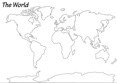 A printable blank map with continents and oceans