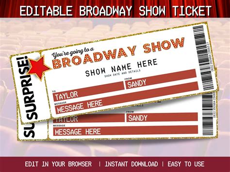 Printable Broadway ticket template