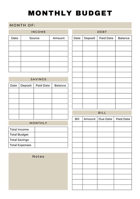 Printable budget templates for success