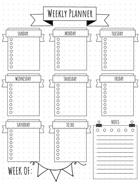 Printable bullet journal planner