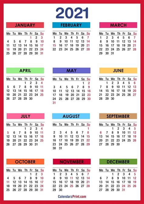 Printable Calendar 2021