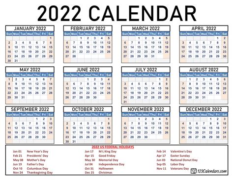 Printable Calendar 2022