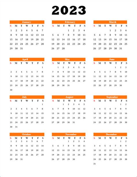 Printable Calendar 2023 Download Free