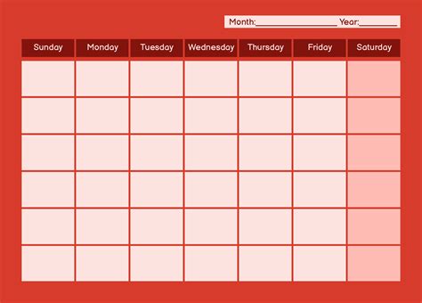 Printable calendar template 10