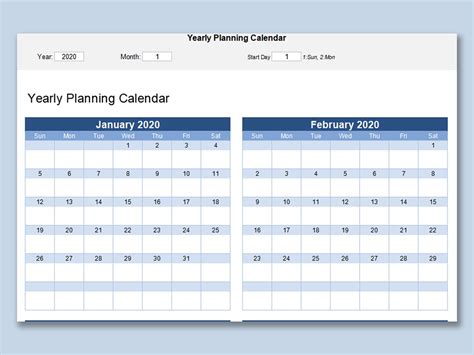 Printable Calendar Template 1