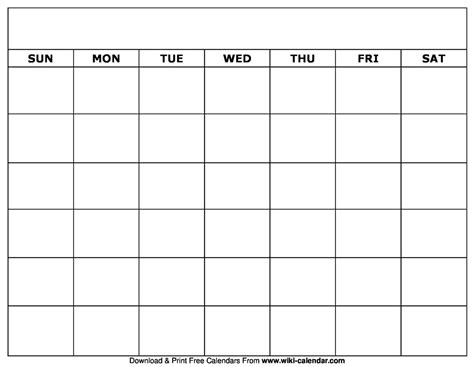 Printable Calendar Template 4