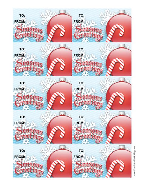 Printable Candy Cane Tags