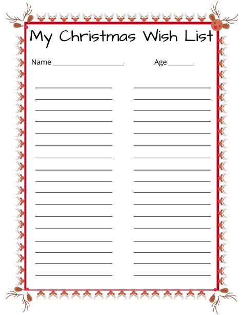 Printable Christmas List Templates