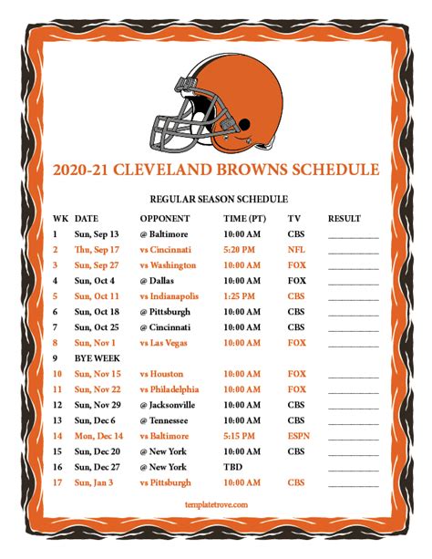 Printable Cleveland Browns Schedule 2023 PDF