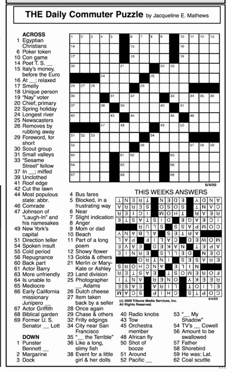 Printable Crossword Puzzles Daily