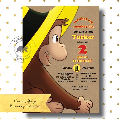 Printable Curious George Invitation