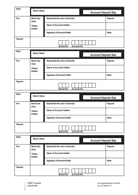 Printable Deposit Slips