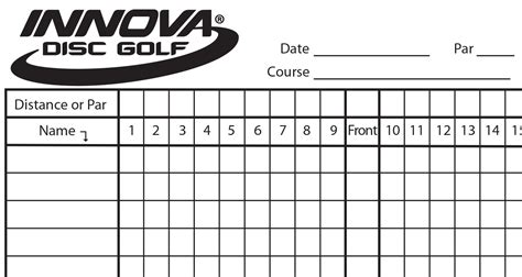 A printable disc golf scorecard template