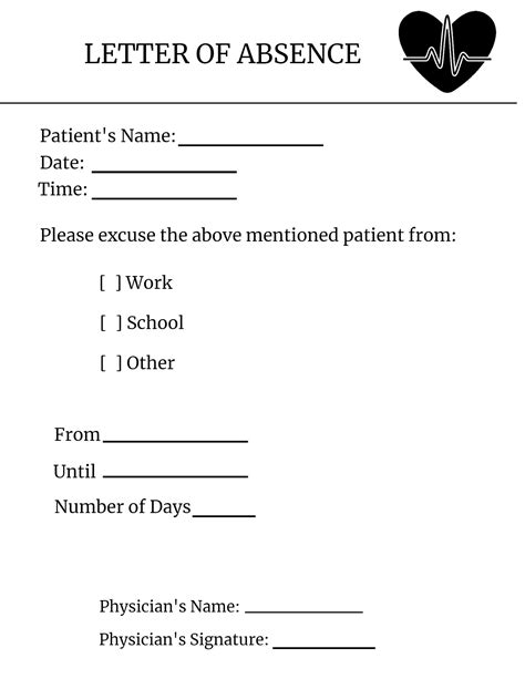 Printable doctor's note