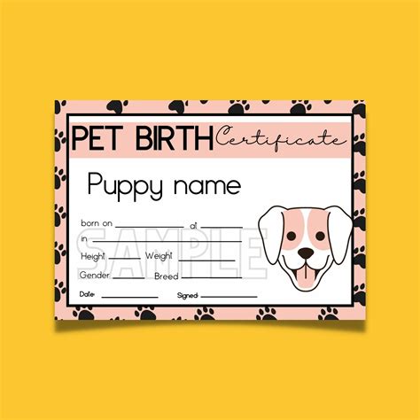 Playful Dog Birth Certificate Template