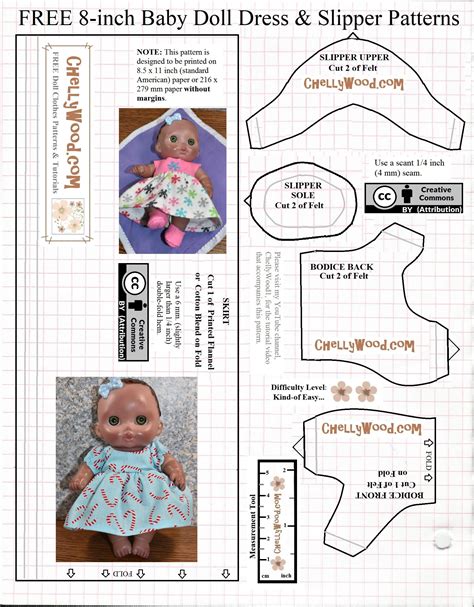 Printable doll accessories pattern