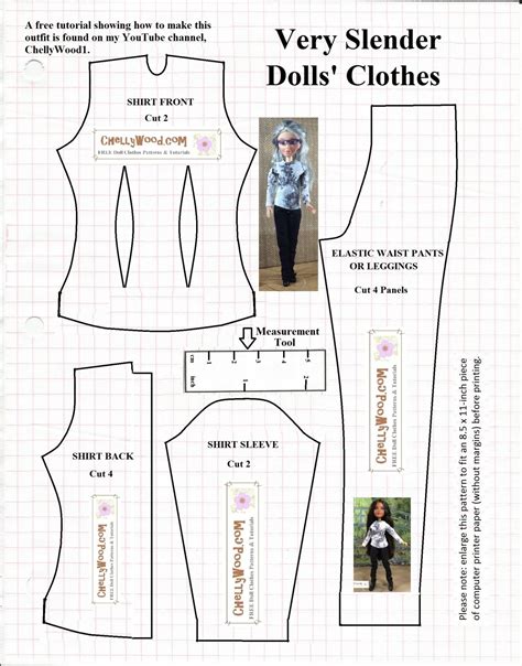 Printable doll clothes patterns for Barbie dolls