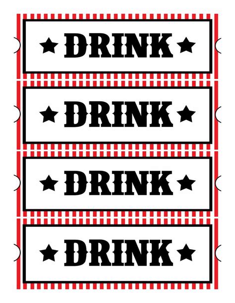 Printable Drink Tickets Template 1