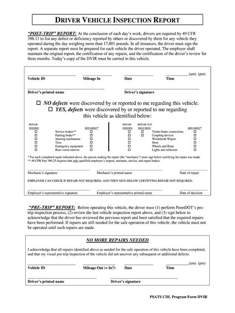 Printable DVIR Forms