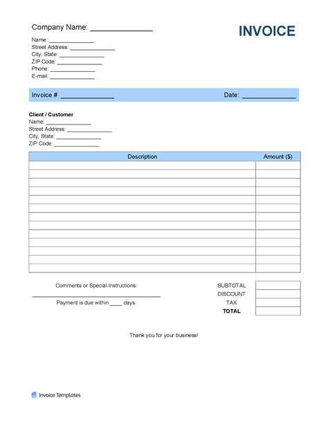 printable editable excel template