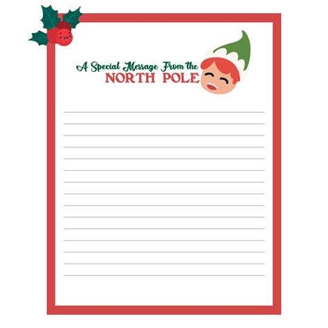 Printable Elf Letter Template for Christmas