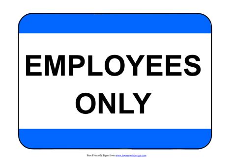 Printable Employees Only Sign