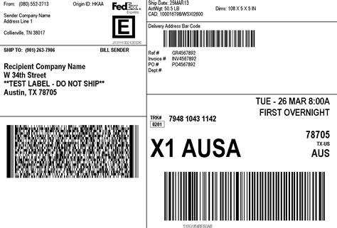 Printable Express Shipping Label Templates