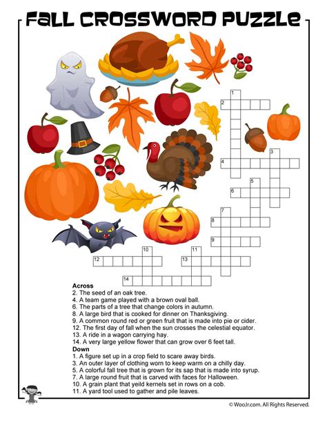 Printable Fall Crossword Puzzle