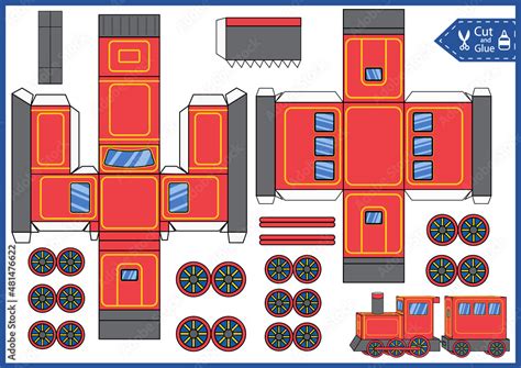 Printable Foldable Paper Train Template for Children