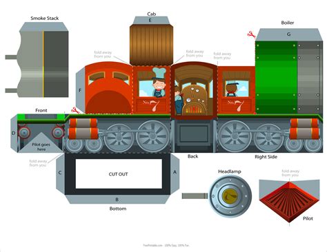 Printable Foldable Paper Train Template for Elementary School