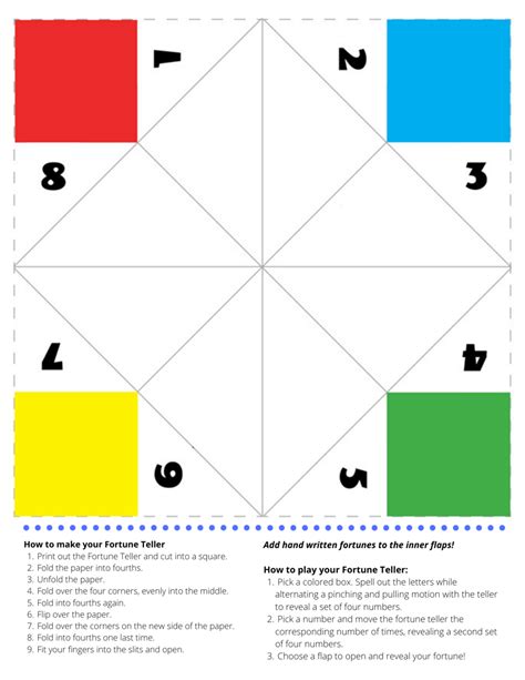 Printable Fortune Teller Origami Template